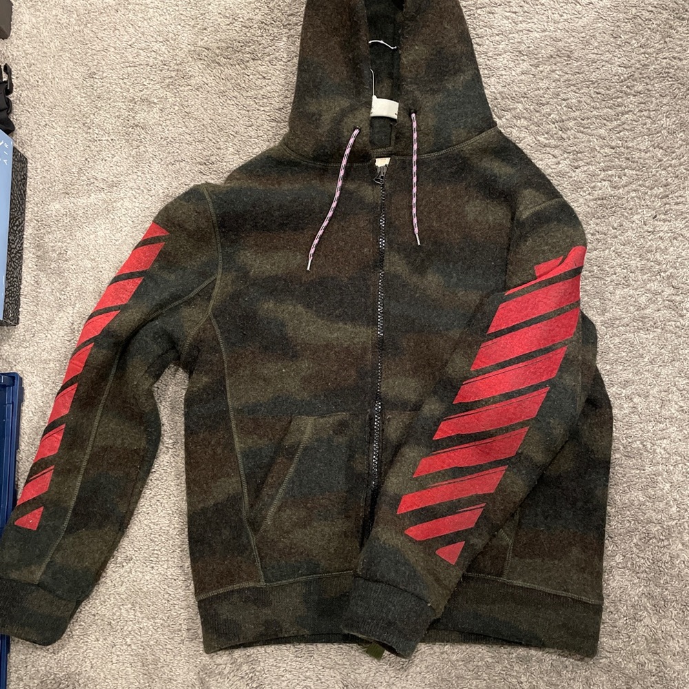 Off white hoodie zip up 100% wool 2015 GRAIL